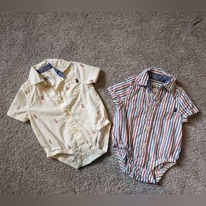 Baby BGosh- Collar shirt short sleeve Button up Onesie- 3 Months- Pineapples